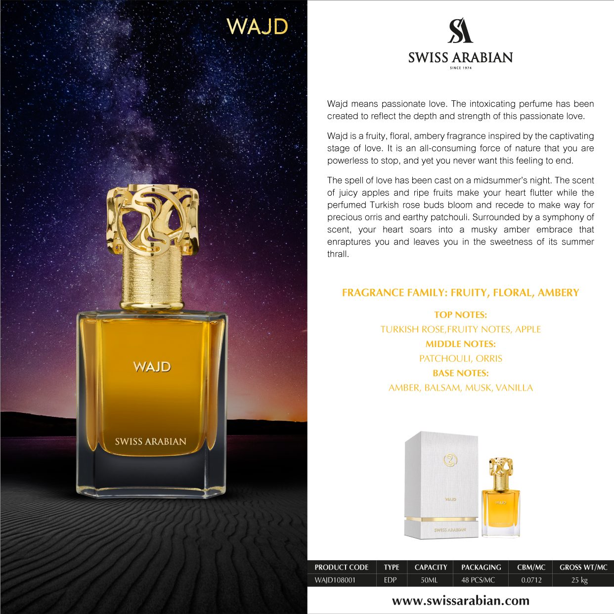 Premium Perfume Shop in Kerala Swiss Arabian Wajd 50ml EDP - Image 2